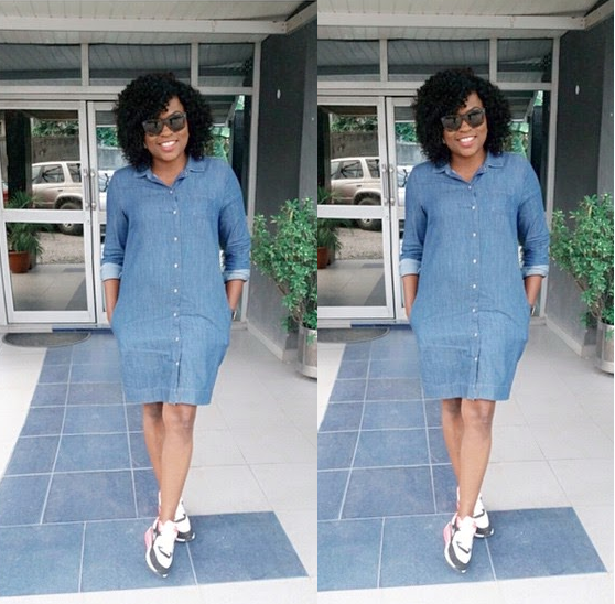 jeans dress with sneakers