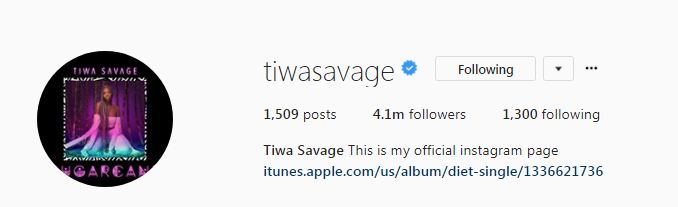 tiwa savage instagram - tiwa savage instagram followers