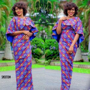 ankara gown with cape