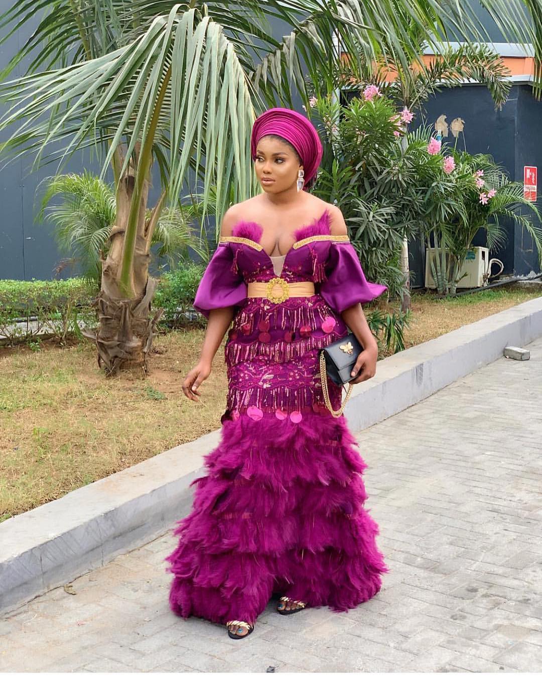 Deep Magenta Aso Ebi Style 9 FabWoman News Celebrity Beauty