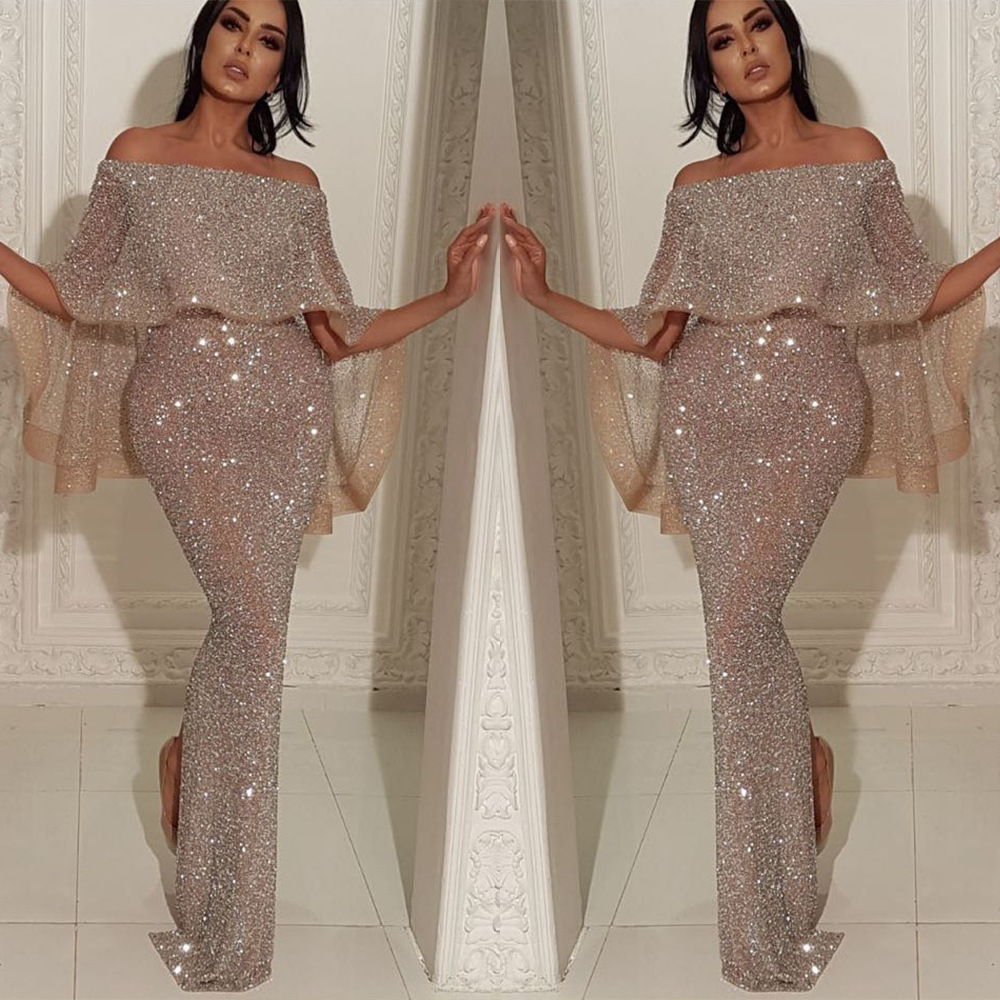 2023 African Sequined Mermaid Gold Evening Gowns With Long Sleeves, Beaded  Lace Appliques, And Arabic Dubai Style Elegant Aso Ebi Gown For Prom And  Formal Occasions From Sexybride, $134.6 | DHgate.Com