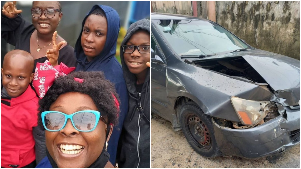 Lolo and children escape accident